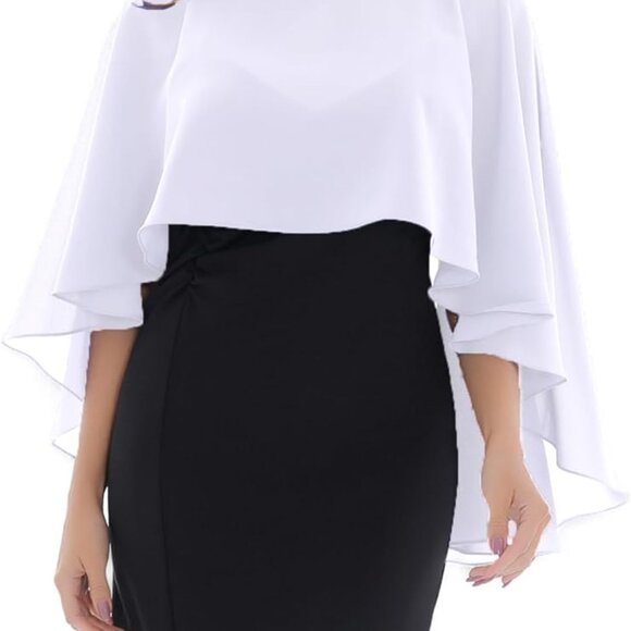 Women's Capelet Shawls and Wraps for Evening Dresses Soft Bridesmaid Shawl Chiff - Picture 5 of 6